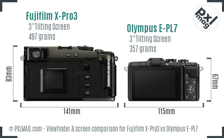 Fujifilm X-Pro3 vs Olympus E-PL7 Screen and Viewfinder comparison