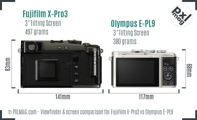Fujifilm X-Pro3 vs Olympus E-PL9 Screen and Viewfinder comparison Fujifilm X-Pro3 vs Olympus E-PL9 Screen and Viewfinder comparison