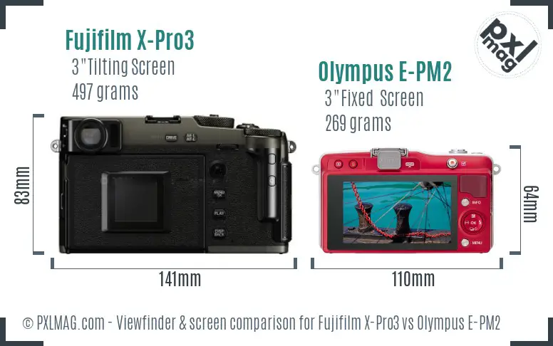 Fujifilm X-Pro3 vs Olympus E-PM2 Screen and Viewfinder comparison