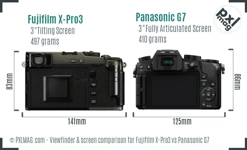 Fujifilm X-Pro3 vs Panasonic G7 Screen and Viewfinder comparison