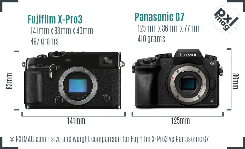 Fujifilm X-Pro3 vs Panasonic G7 size comparison
