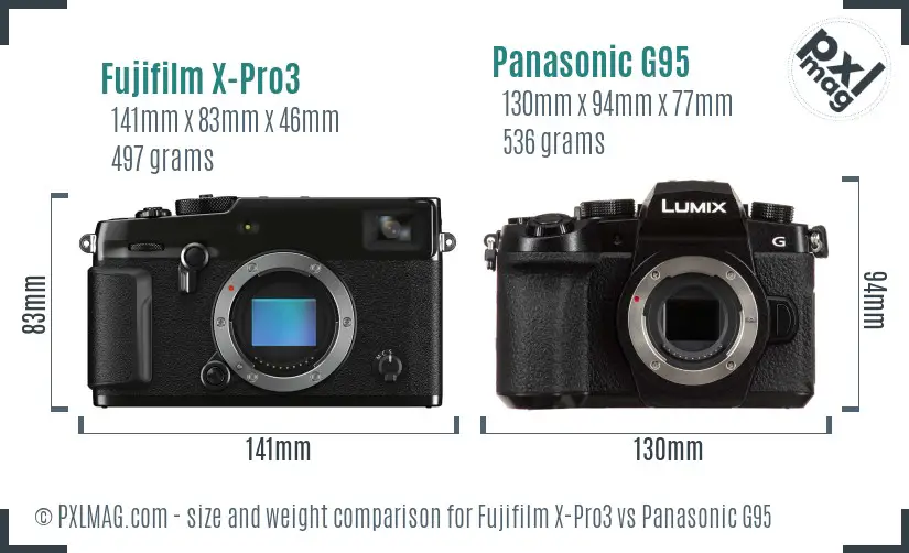Fujifilm X-Pro3 vs Panasonic G95 size comparison