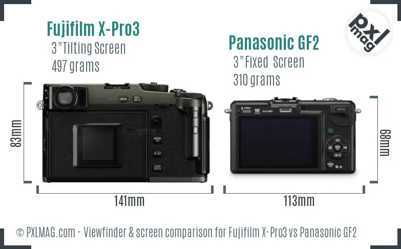 Fujifilm X-Pro3 vs Panasonic GF2 Screen and Viewfinder comparison