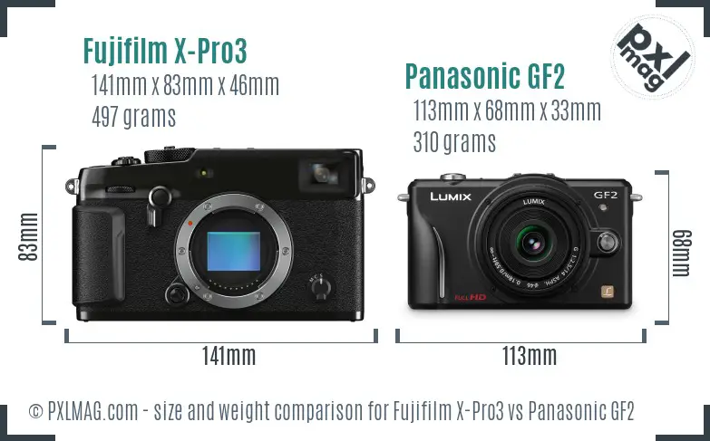 Fujifilm X-Pro3 vs Panasonic GF2 size comparison