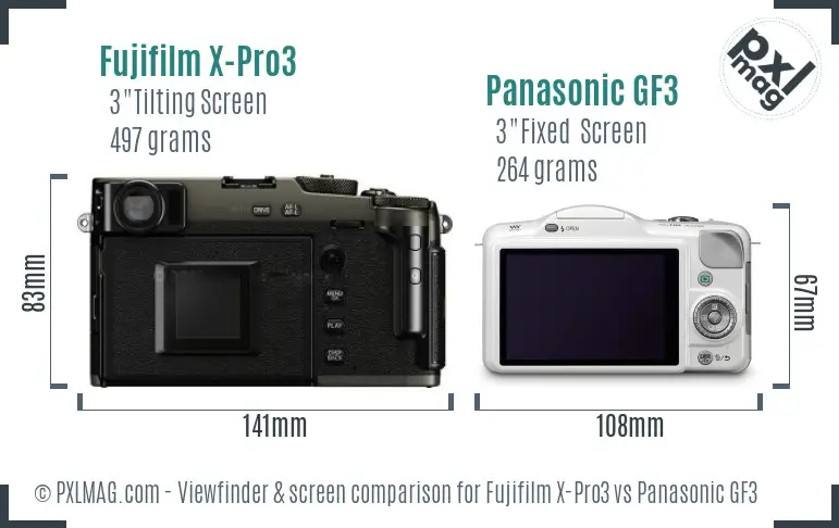 Fujifilm X-Pro3 vs Panasonic GF3 Screen and Viewfinder comparison