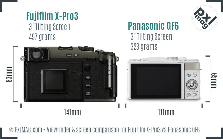Fujifilm X-Pro3 vs Panasonic GF6 Screen and Viewfinder comparison