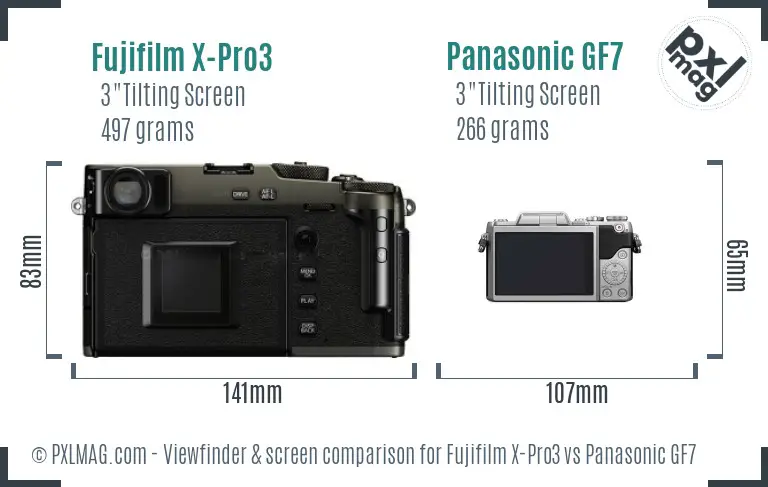 Fujifilm X-Pro3 vs Panasonic GF7 Screen and Viewfinder comparison