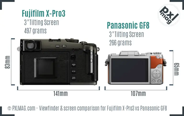 Fujifilm X-Pro3 vs Panasonic GF8 Screen and Viewfinder comparison