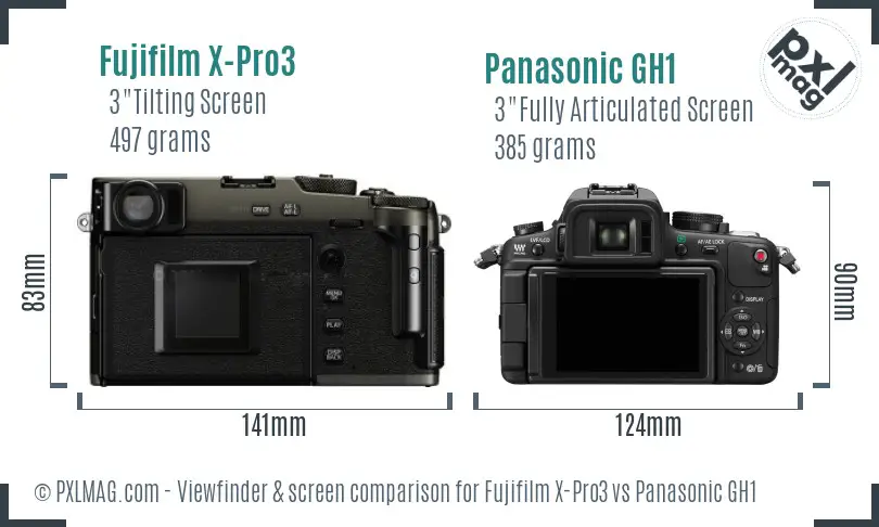 Fujifilm X-Pro3 vs Panasonic GH1 Screen and Viewfinder comparison
