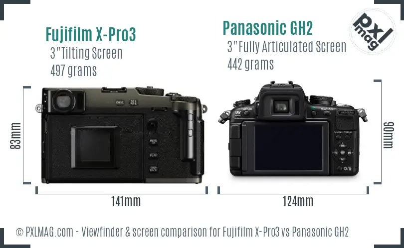 Fujifilm X-Pro3 vs Panasonic GH2 Screen and Viewfinder comparison