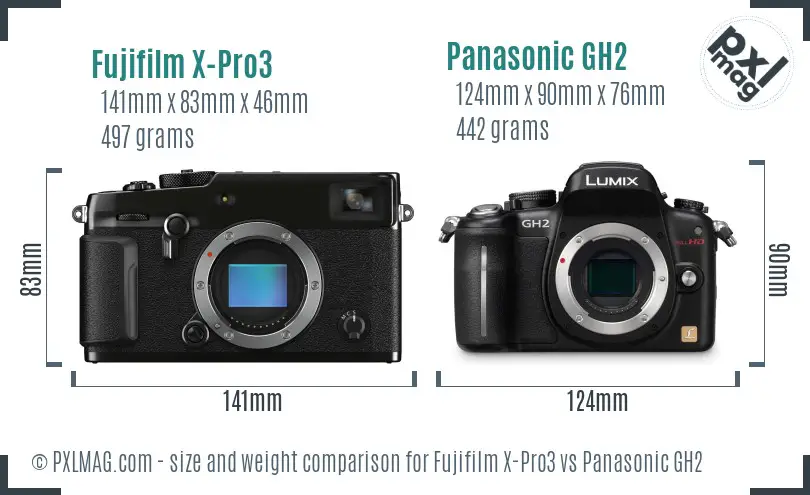 Fujifilm X-Pro3 vs Panasonic GH2 size comparison