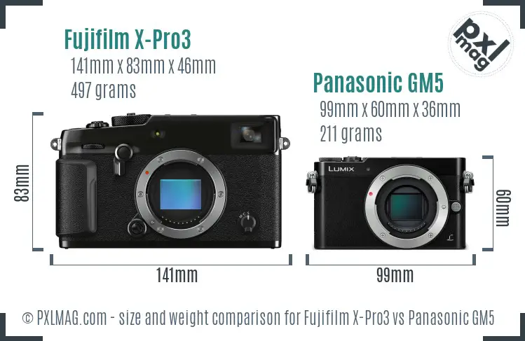Fujifilm X-Pro3 vs Panasonic GM5 size comparison