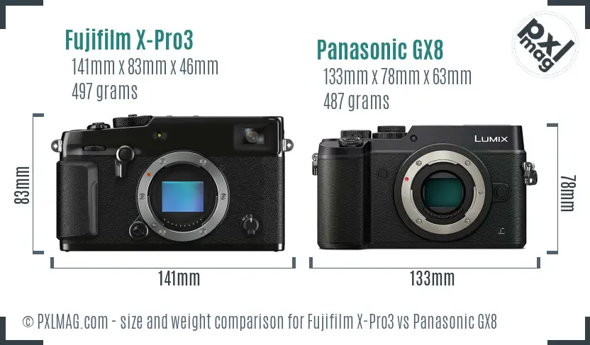 Fujifilm X-Pro3 vs Panasonic GX8 size comparison