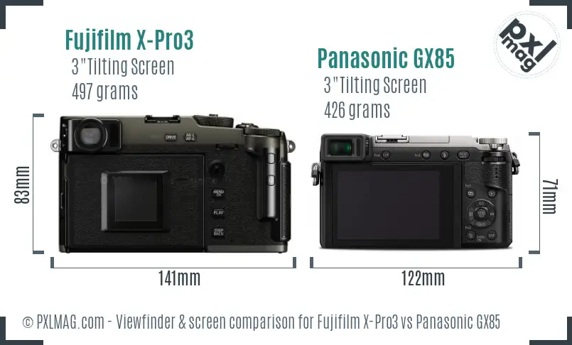 Fujifilm X-Pro3 vs Panasonic GX85 Screen and Viewfinder comparison