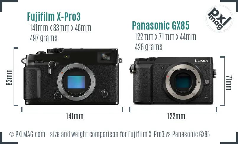 Fujifilm X-Pro3 vs Panasonic GX85 size comparison