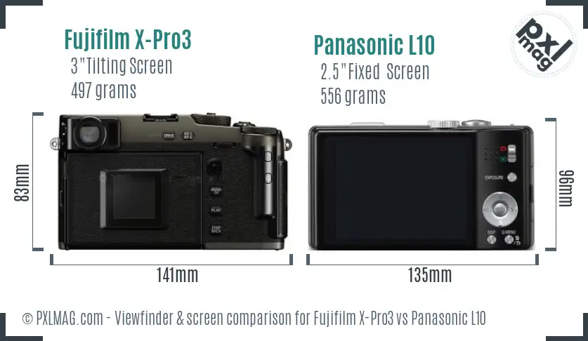Fujifilm X-Pro3 vs Panasonic L10 Screen and Viewfinder comparison