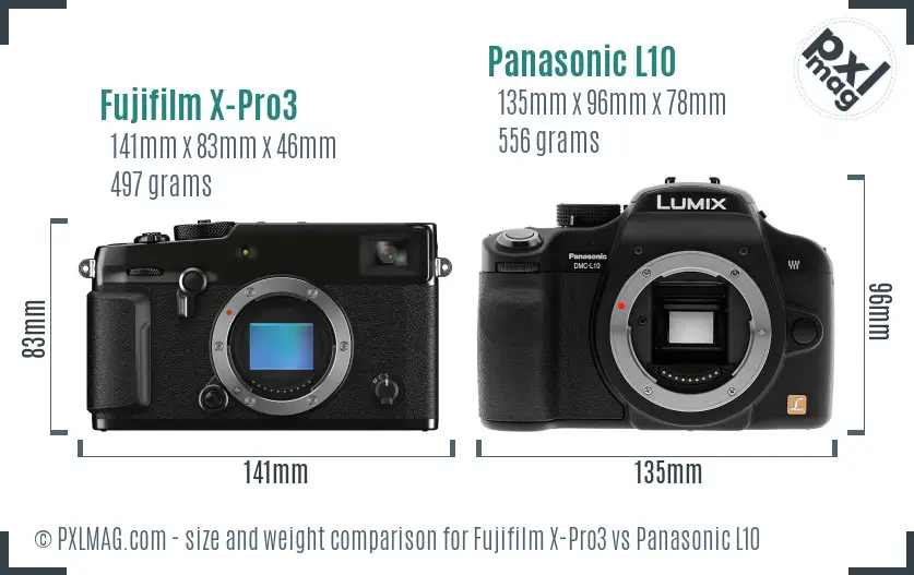 Fujifilm X-Pro3 vs Panasonic L10 size comparison