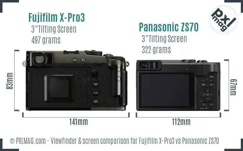 Fujifilm X-Pro3 vs Panasonic ZS70 Screen and Viewfinder comparison