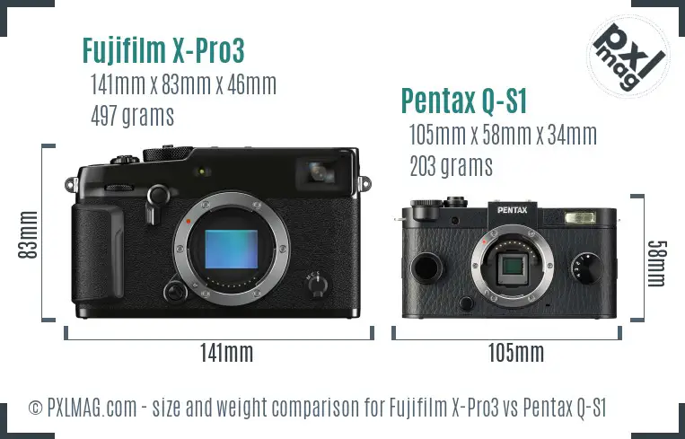 Fujifilm X-Pro3 vs Pentax Q-S1 size comparison