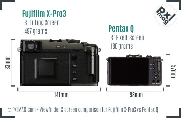 Fujifilm X-Pro3 vs Pentax Q Screen and Viewfinder comparison