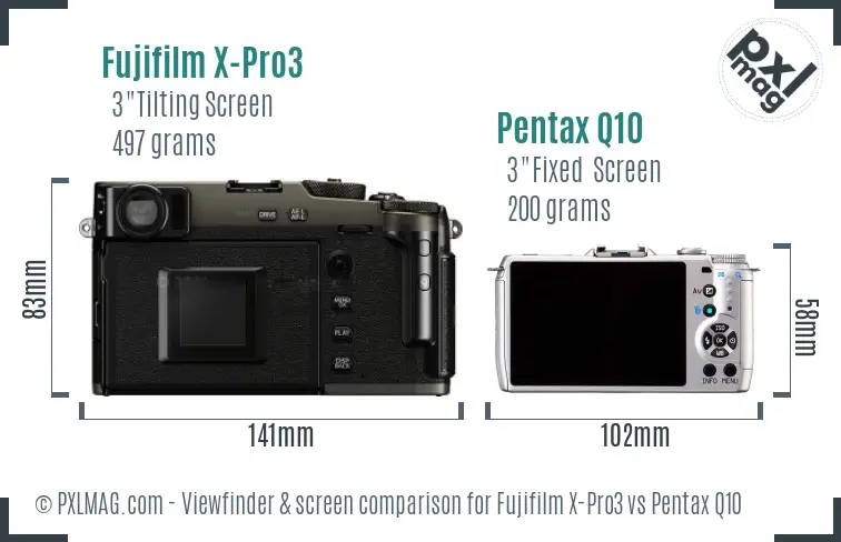 Fujifilm X-Pro3 vs Pentax Q10 Screen and Viewfinder comparison