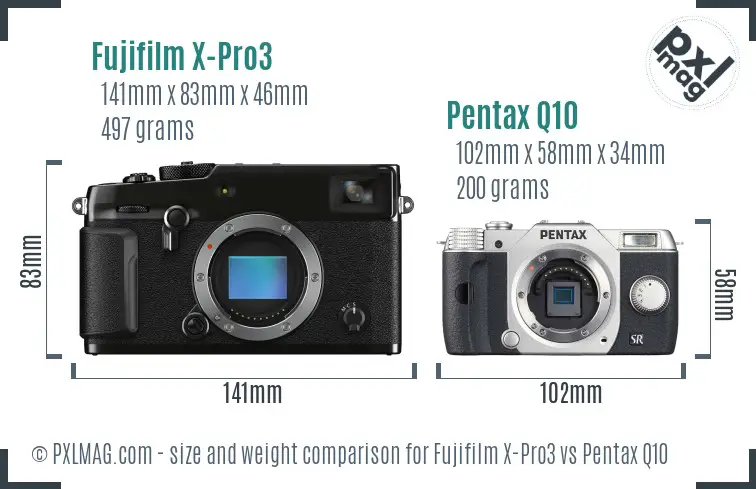 Fujifilm X-Pro3 vs Pentax Q10 size comparison