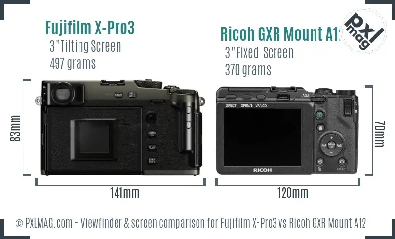 Fujifilm X-Pro3 vs Ricoh GXR Mount A12 Screen and Viewfinder comparison