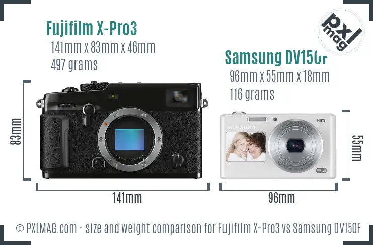 Fujifilm X-Pro3 vs Samsung DV150F size comparison
