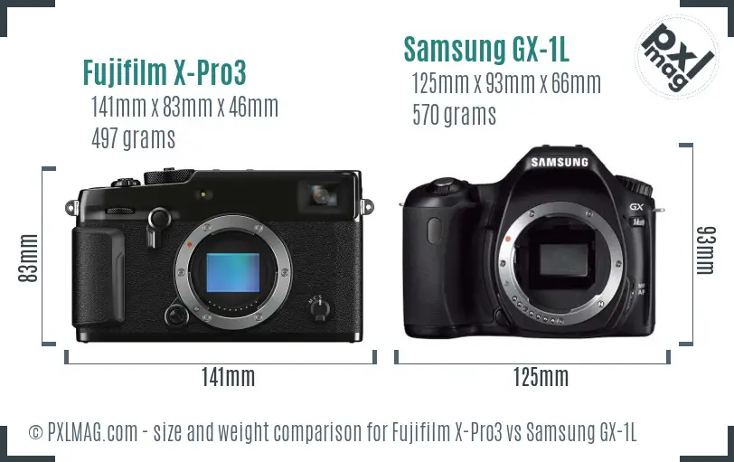 Fujifilm X-Pro3 vs Samsung GX-1L size comparison