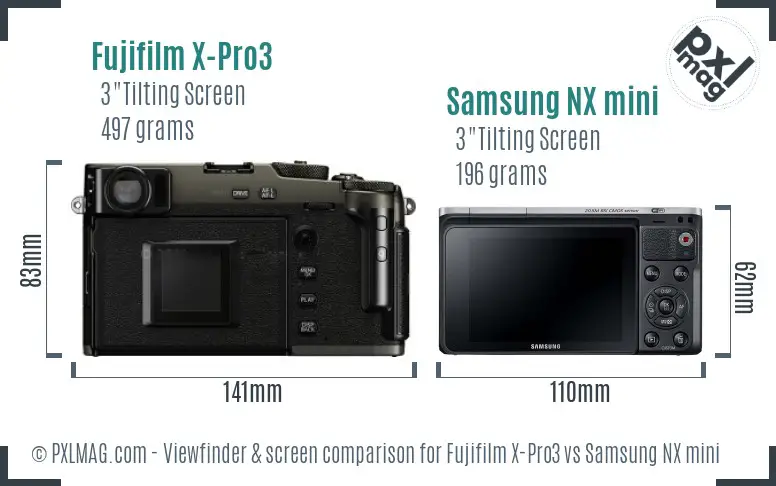 Fujifilm X-Pro3 vs Samsung NX mini Screen and Viewfinder comparison Fujifilm X-Pro3 vs Samsung NX mini Screen and Viewfinder comparison