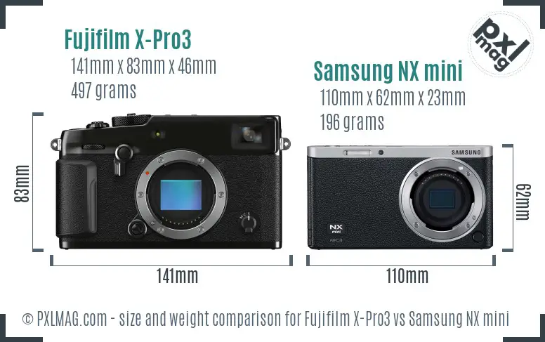 Fujifilm X-Pro3 vs Samsung NX mini size comparison Fujifilm X-Pro3 vs Samsung NX mini size comparison