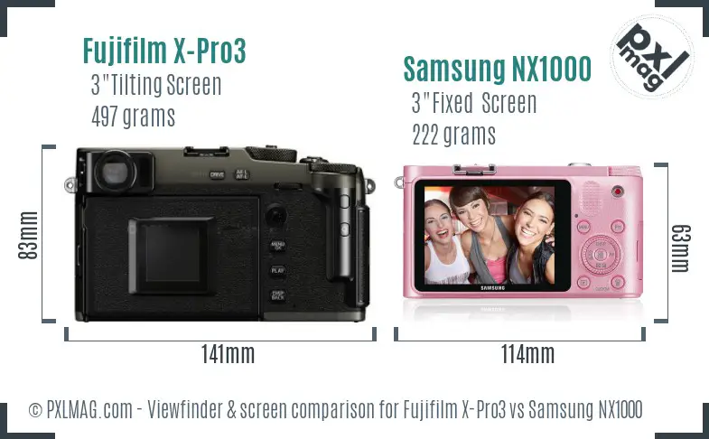 Fujifilm X-Pro3 vs Samsung NX1000 Screen and Viewfinder comparison