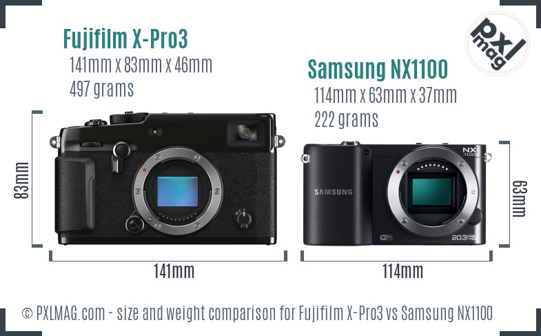 Fujifilm X-Pro3 vs Samsung NX1100 size comparison