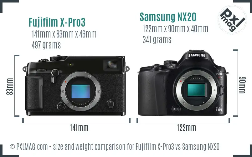 Fujifilm X-Pro3 vs Samsung NX20 size comparison Fujifilm X-Pro3 vs Samsung NX20 size comparison