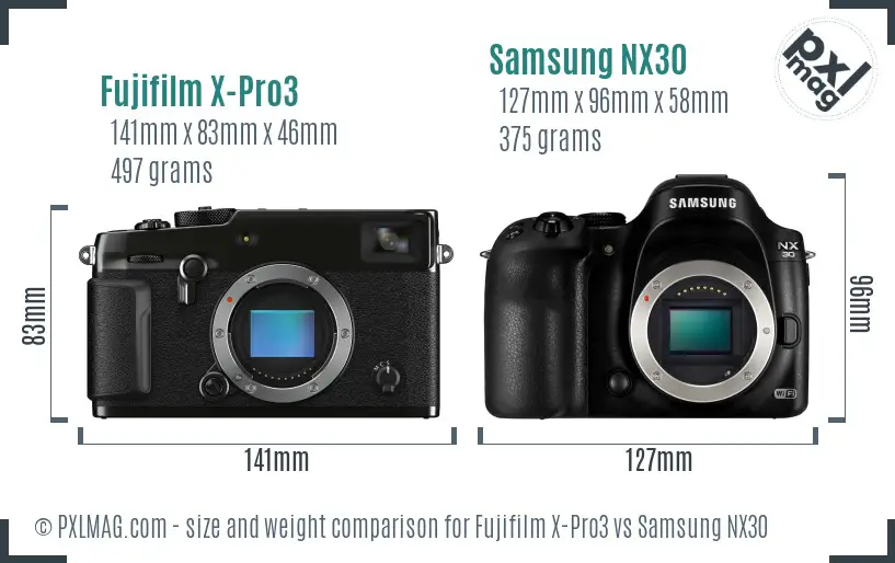 Fujifilm X-Pro3 vs Samsung NX30 size comparison Fujifilm X-Pro3 vs Samsung NX30 size comparison