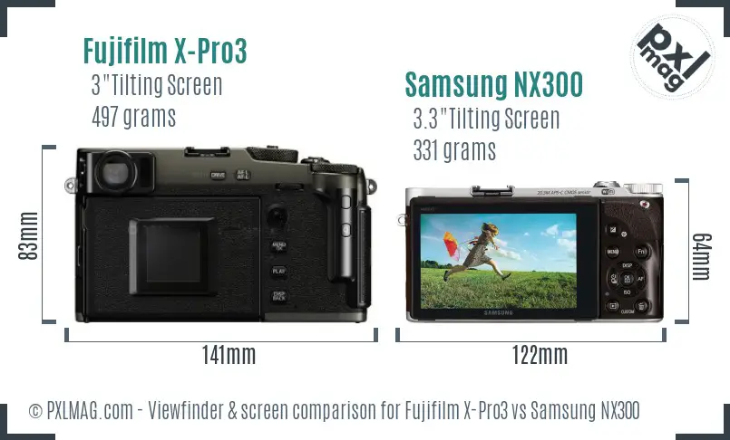 Fujifilm X-Pro3 vs Samsung NX300 Screen and Viewfinder comparison Fujifilm X-Pro3 vs Samsung NX300 Screen and Viewfinder comparison