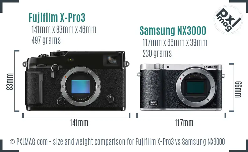 Fujifilm X-Pro3 vs Samsung NX3000 size comparison