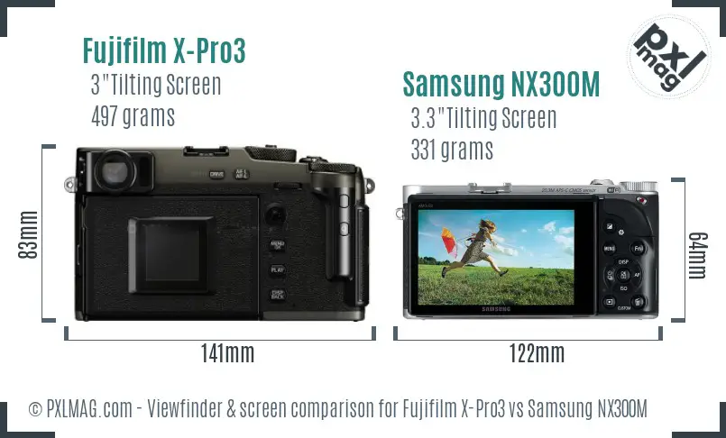 Fujifilm X-Pro3 vs Samsung NX300M Screen and Viewfinder comparison
