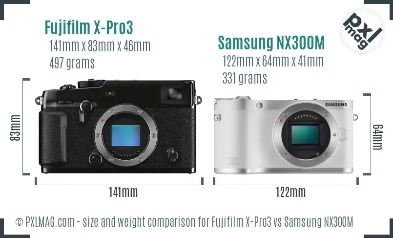 Fujifilm X-Pro3 vs Samsung NX300M size comparison