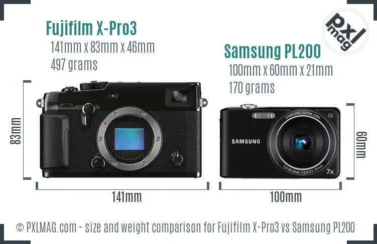 Fujifilm X-Pro3 vs Samsung PL200 size comparison