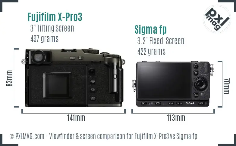 Fujifilm X-Pro3 vs Sigma fp Screen and Viewfinder comparison