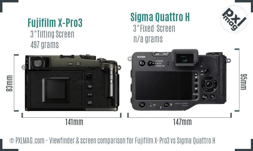 Fujifilm X-Pro3 vs Sigma Quattro H Screen and Viewfinder comparison