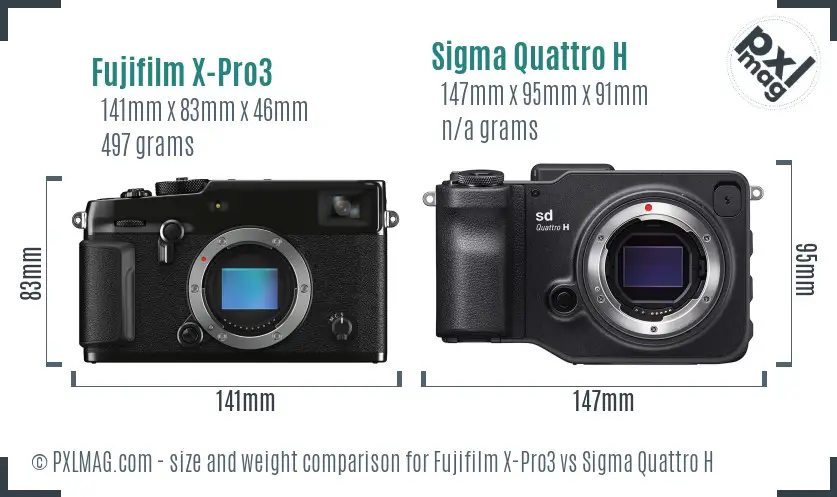 Fujifilm X-Pro3 vs Sigma Quattro H size comparison