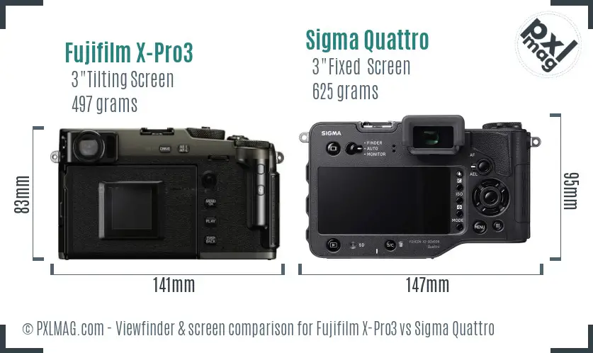 Fujifilm X-Pro3 vs Sigma Quattro Screen and Viewfinder comparison
