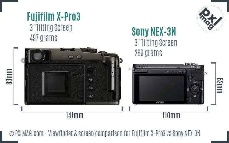 Fujifilm X-Pro3 vs Sony NEX-3N Screen and Viewfinder comparison