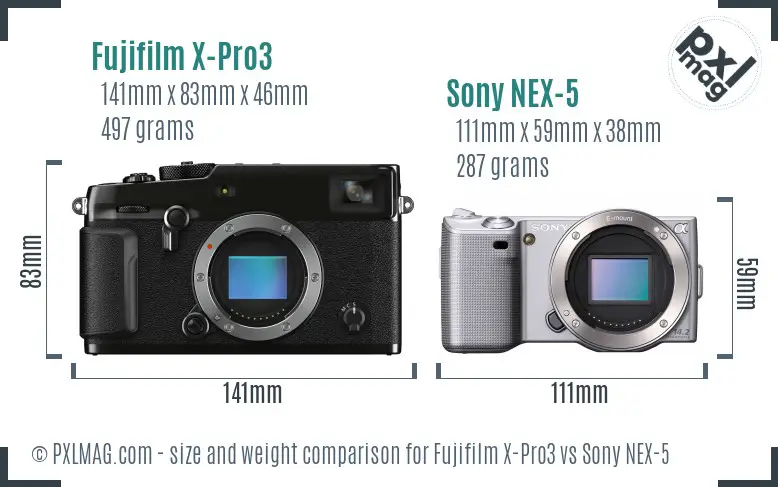 Fujifilm X-Pro3 vs Sony NEX-5 size comparison Fujifilm X-Pro3 vs Sony NEX-5 size comparison