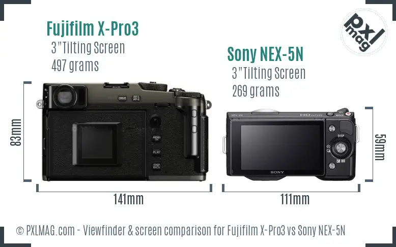 Fujifilm X-Pro3 vs Sony NEX-5N Screen and Viewfinder comparison