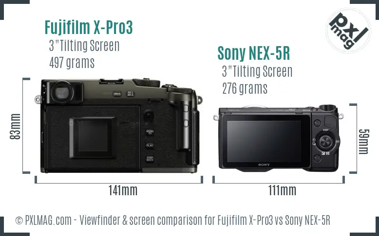 Fujifilm X-Pro3 vs Sony NEX-5R Screen and Viewfinder comparison