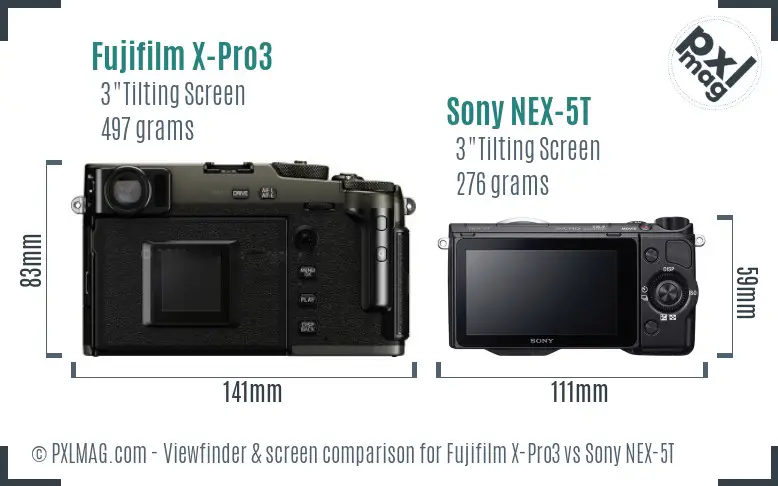 Fujifilm X-Pro3 vs Sony NEX-5T Screen and Viewfinder comparison Fujifilm X-Pro3 vs Sony NEX-5T Screen and Viewfinder comparison