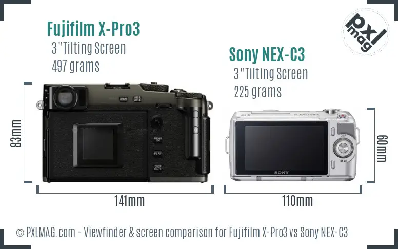 Fujifilm X-Pro3 vs Sony NEX-C3 Screen and Viewfinder comparison